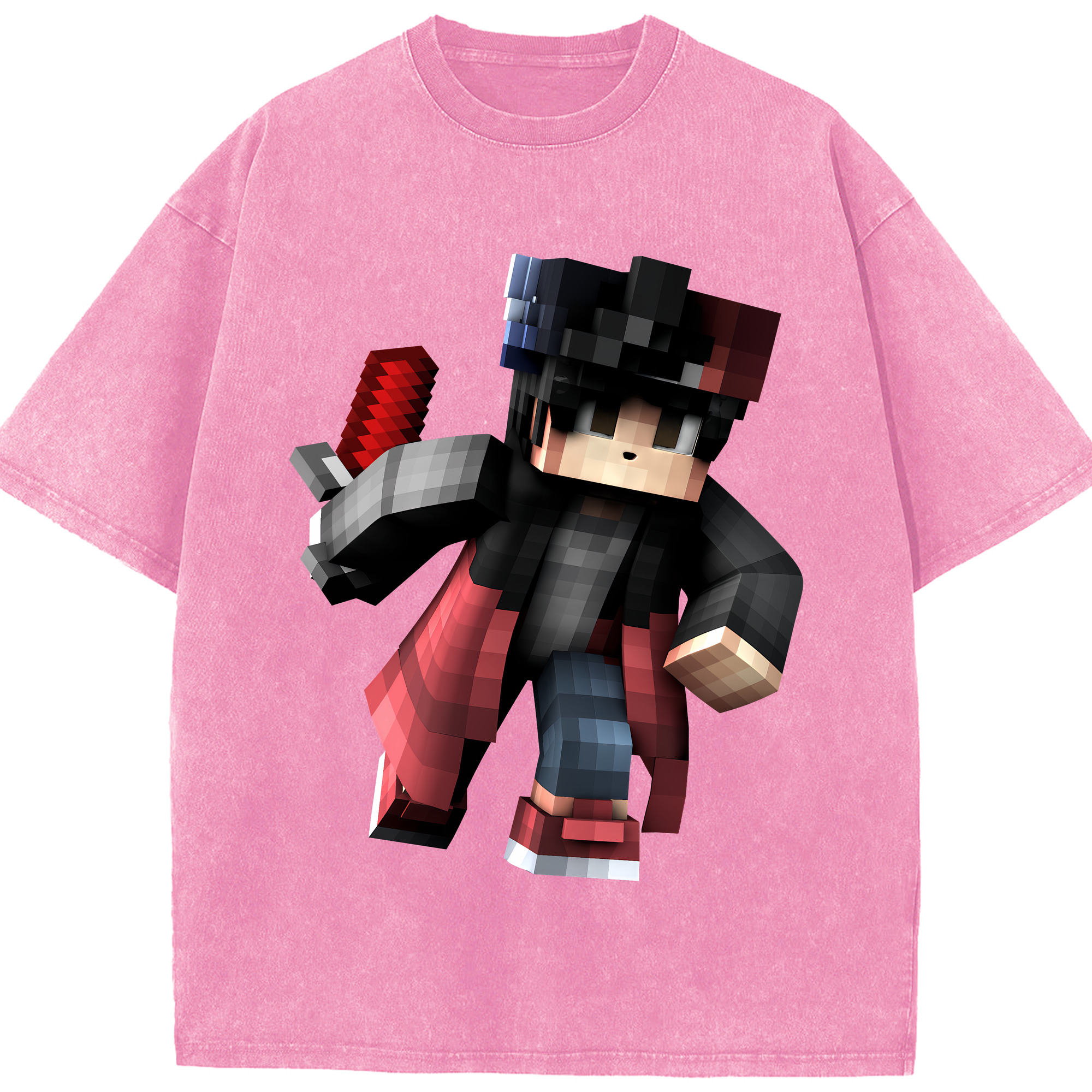 （画像用） マインクラフト ブロックの世界 Minecraft MC Block world 綿100% ヴィンテージ風 半袖Tシャツ（フロントプリント）